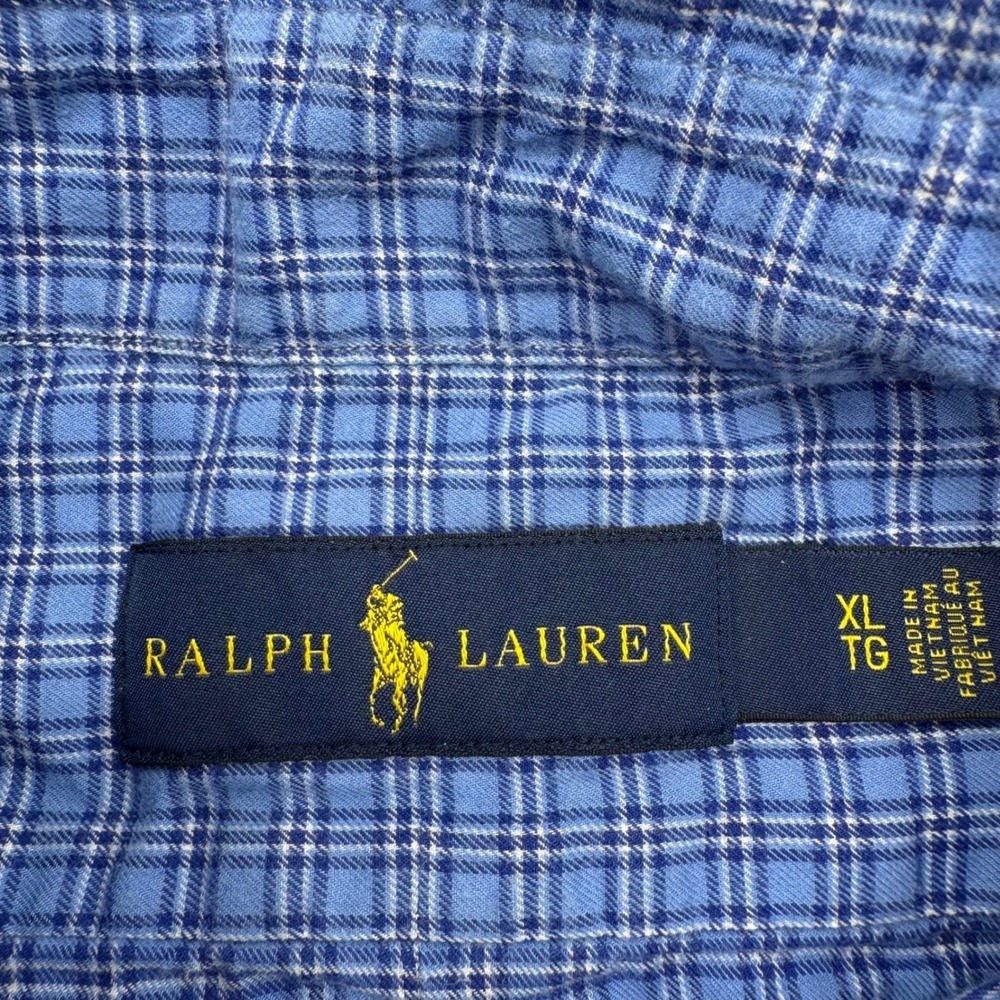 Polo Ralph Lauren Men's XL Blue Plaid Button Down Long Sleeve Shirt Navy Pony - Picture 2 of 7